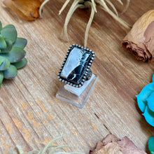Load image into Gallery viewer, MJ Rectangle White Buffalo Adjustable Ring