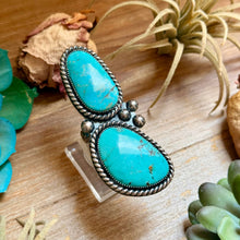 Load image into Gallery viewer, MJ Two-Stone Blue Turquoise Statement Ring