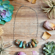 Load image into Gallery viewer, 16” Chunky Turquoise Paperclip Necklace – Sterling Silver Center