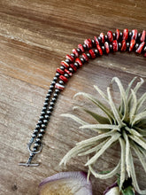 Load image into Gallery viewer, NFR Collection Necklace – 5mm Sterling Silver Pearls with Graduated Spiny Oyster 37"