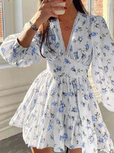 Load image into Gallery viewer, PREORDER: Sarina Lace Detail V-Neck Balloon Sleeve Dress