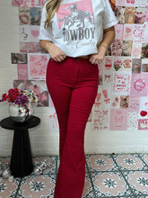Load image into Gallery viewer, Fiona High Waisted Bell Bottom Flare Jeans -  Burgundy