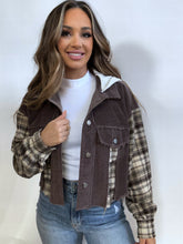 Load image into Gallery viewer, Fall Leaves Plaid Cropped Shacket