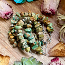 Load image into Gallery viewer, Green Turquoise Nugget Bracelet with Sterling Silver Pearls – 7” + Extender