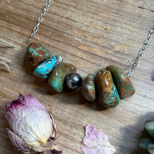 Load image into Gallery viewer, 16” Chunky Turquoise Paperclip Necklace – Sterling Silver Center