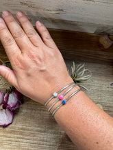 Load image into Gallery viewer, Small Opal Cuff Bracelet – Choice of Pink, Blue, or White – Sterling Silver