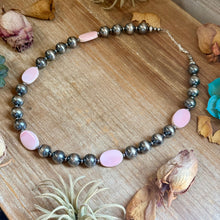 Load image into Gallery viewer, Pink Conch Oval &amp; Sterling Silver Pearl Necklace