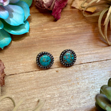 Load image into Gallery viewer, MJ Round Turquoise Stud Earrings