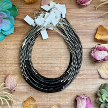 Load image into Gallery viewer, 14” Black Onyx Heishi Necklace – Sterling Silver Pearls &amp; Saucers