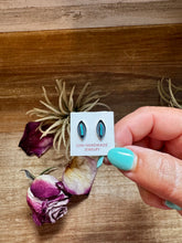 Load image into Gallery viewer, Mini Inlay Earrings – Kingman Turquoise – Sterling Silver – Zuni Made