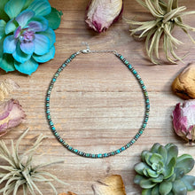 Load image into Gallery viewer, 14” Turquoise Heishi &amp; Sterling Silver Saucer Necklace – The Bijoux FAB