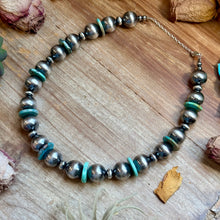 Load image into Gallery viewer, Blue Turquoise &amp; 16mm Sterling Silver Pearl Necklace