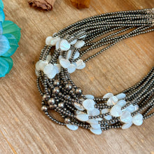 Load image into Gallery viewer, White Shell Heart &amp; Sterling Silver Pearl Necklace - 15 inch