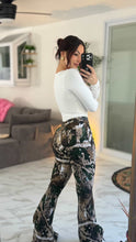 Load image into Gallery viewer, Fiona High Waisted Bell Bottom Flare Jeans - Woodland Green Camo