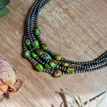 Load image into Gallery viewer, 3mm Sterling Silver Pearl &amp; Sonoran Gold Turquoise Necklace