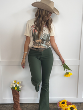 Load image into Gallery viewer, Fiona High Waisted Bell Bottom Flare Jeans - Olive