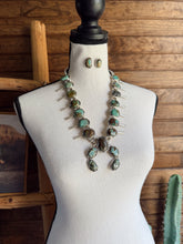Load image into Gallery viewer, The Sonoran Gold Squash Blossom Necklace with Earrings