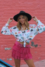 Load image into Gallery viewer, Nashville Babe Rhinestone Fringe Mini Skirt- Pink