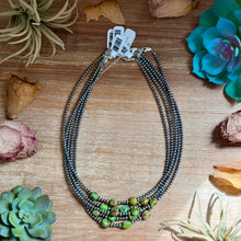 Load image into Gallery viewer, 3mm Sterling Silver Pearl &amp; Sonoran Gold Turquoise Necklace