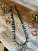 Load image into Gallery viewer, 30 inch long shell and turquoise necklace