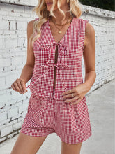 Load image into Gallery viewer, PREORDER - Gingham Print Tie Front Top and Shorts Set