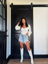 Load image into Gallery viewer, Lindsey Asymmetrical Distressed Shorts - Acid Light wash