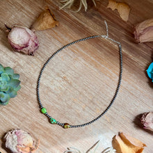 Load image into Gallery viewer, 3mm Sterling Silver Pearl &amp; Sonoran Gold Turquoise Necklace