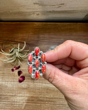 Load image into Gallery viewer, Cluster - size 8 - red spiny and sterling silver