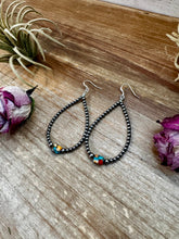 Load image into Gallery viewer, Mixed Turquoise &amp; Spiny Oyster Teardrop Earrings – Sterling Silver Pearls