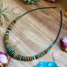 Load image into Gallery viewer, 23” Dark Green Turquoise Graduated Necklace – Sterling Silver &amp; Hematite