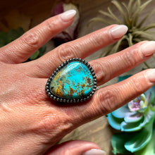 Load image into Gallery viewer, MJ Turquoise Ring – Sterling Silver Adjustable Band