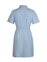 Load image into Gallery viewer, PREORDER: Fia Full Size Zip Front Short Sleeve Denim Dress Plus Size