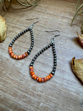 Load image into Gallery viewer, Teardrop Earrings – Sterling Silver Pearl &amp; Orange Spiny Oyster