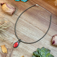 Load image into Gallery viewer, ***FREE Sterling Silver Pearl Necklace + MJ Oval Red Spiny Oyster Pendant