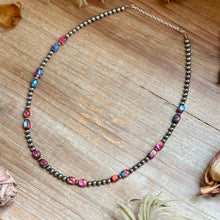 Load image into Gallery viewer, 19.5-Inch Pink Mojave-Style Turquoise &amp; Sterling Silver Pearl Necklace
