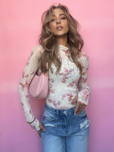Load image into Gallery viewer, Floral Mesh Long Sleeve Top