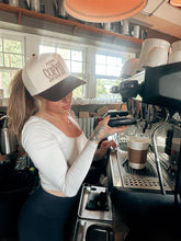 Load image into Gallery viewer, Runnin' on Coffee &amp; Good Vibes Trucker Hat