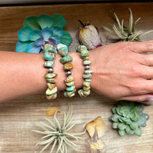 Load image into Gallery viewer, Green Turquoise Nugget Bracelet with Sterling Silver Pearls – 7” + Extender