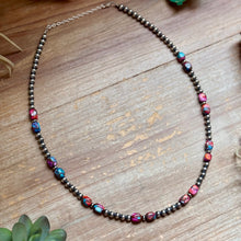 Load image into Gallery viewer, 19.5-Inch Pink Mojave-Style Turquoise &amp; Sterling Silver Pearl Necklace