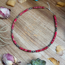 Load image into Gallery viewer, Pink Variscite &amp; Sterling Pearl Necklace 17.5”