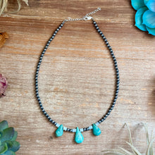 Load image into Gallery viewer, Turquoise Teardrop &amp; Freshwater Pearl Necklace