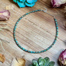 Load image into Gallery viewer, 14” Turquoise Heishi &amp; Sterling Silver Saucer Necklace – The Bijoux FAB