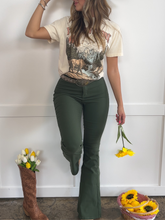 Load image into Gallery viewer, Fiona High Waisted Bell Bottom Flare Jeans - Olive