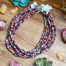 Load image into Gallery viewer, Purple Variscite &amp; Sterling Pearl Necklace 18.25”