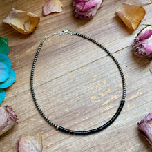 Load image into Gallery viewer, 14” Black Onyx Heishi Necklace – Sterling Silver Pearls &amp; Saucers