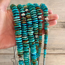 Load image into Gallery viewer, Tri-Color Graduated Turquoise Necklace 22 inch