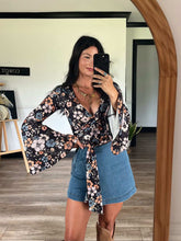 Load image into Gallery viewer, Woodstock Floral Bell Sleeve Wrap Top - Moonlit