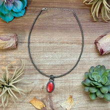 Load image into Gallery viewer, ***FREE Sterling Silver Pearl Necklace + MJ Oval Red Spiny Oyster Pendant