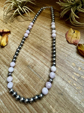 Load image into Gallery viewer, Faceted Kunzite &amp; Sterling Silver Necklace – 8 mm Pearls – 20 Inch