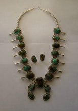 Load image into Gallery viewer, The Sonoran Gold Squash Blossom Necklace with Earrings